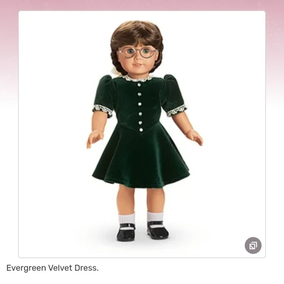 Retired 1986 Evergreen Velvet Dress - Mollys Christmas Dress And Stocking - Picture 2 of 8